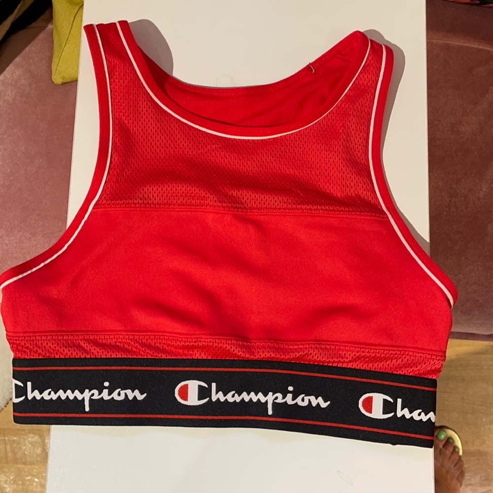 Champion red sports bra